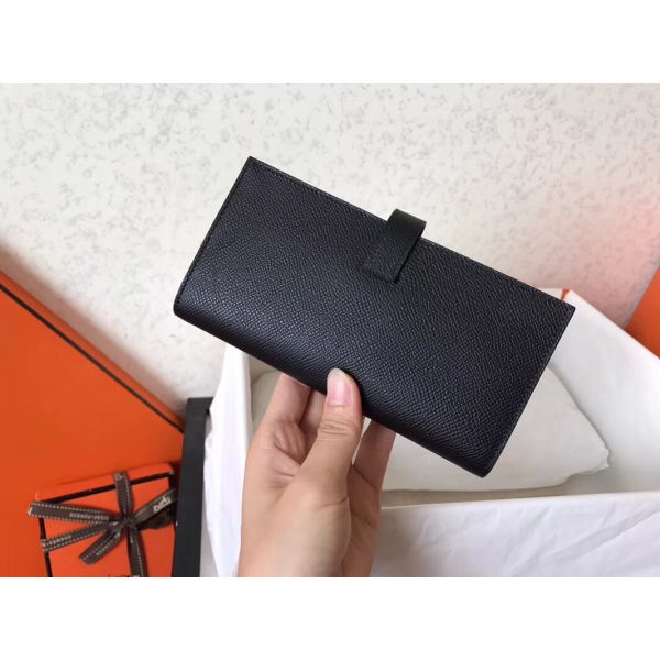 HERM Black Epsom Bearn Gusset Wallet