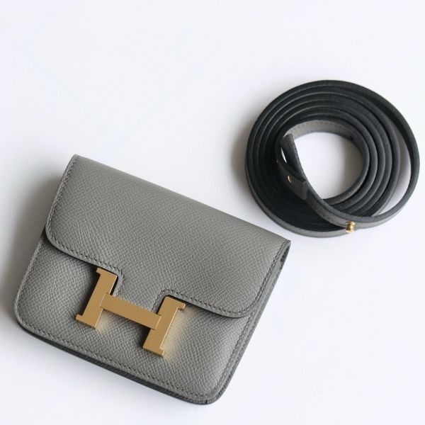 HERM Constance Slim Wallet in Gris Meyer Epsom Calfskin