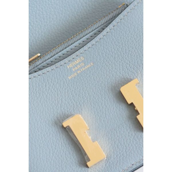 HERM Constance Slim Wallet in Blue Lin Evercolor Calfskin