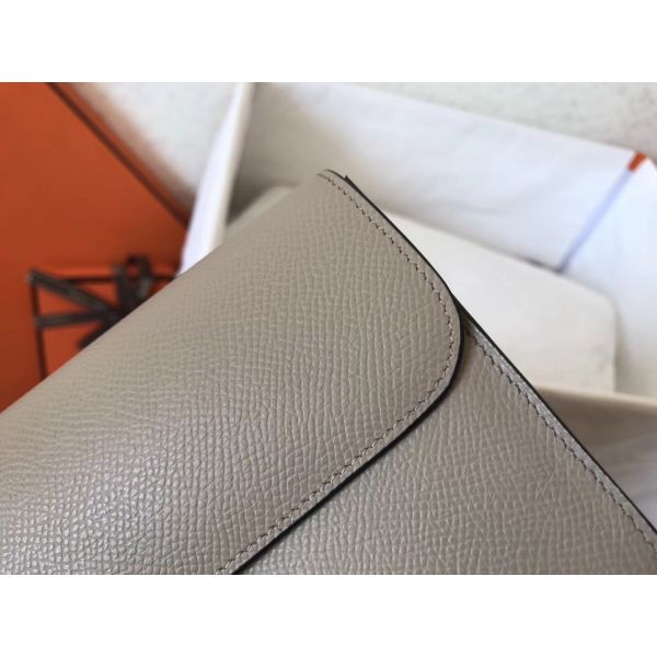 HERM Constance Long Wallet In Grey Epsom Leather