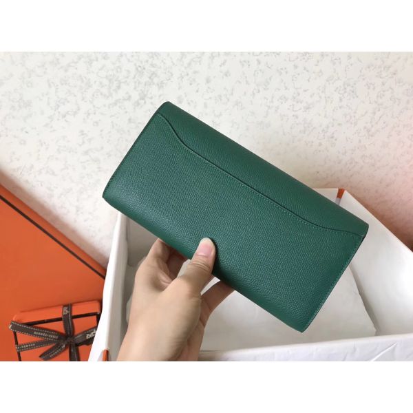 HERM Constance Long Wallet In Malachite Epsom Leather