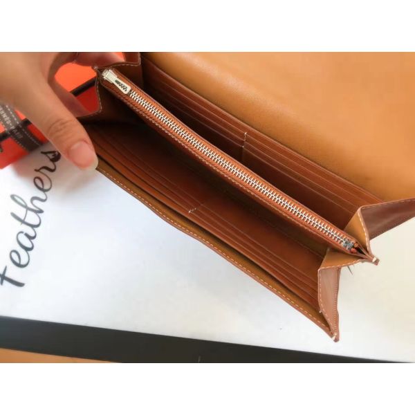 HERM Constance Long Wallet In Gold Swift Leather