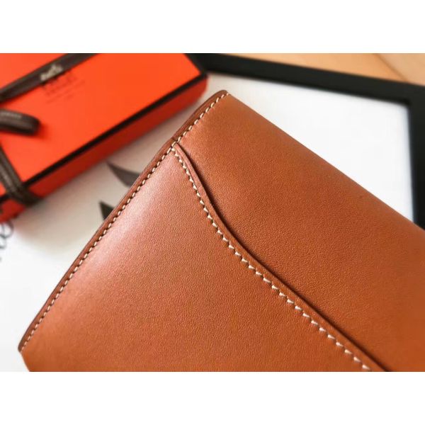 HERM Constance Long Wallet In Gold Swift Leather