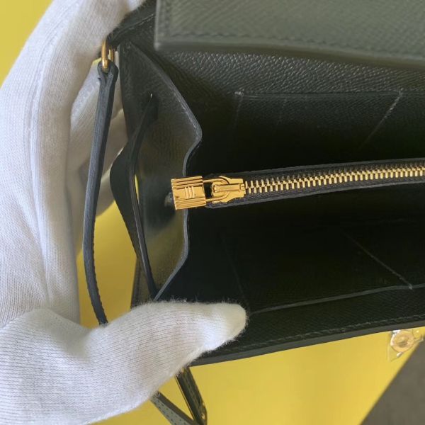 HERM Kelly Classique To Go Wallet In Black Epsom Calfskin