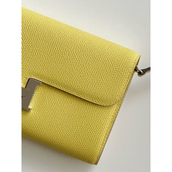 HERM Constance To Go Wallet in Jaune Poussin Epsom Calfskin