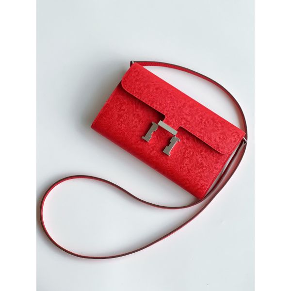HERM Constance To Go Wallet in Red Epsom Calfskin