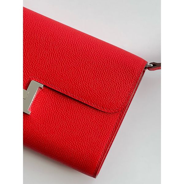 HERM Constance To Go Wallet in Red Epsom Calfskin