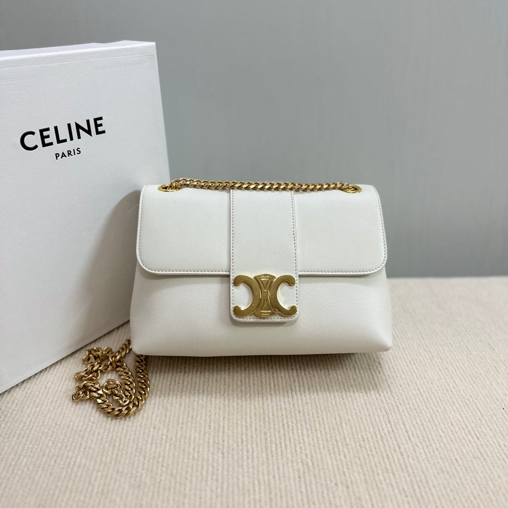 MEDIUM VICTOIRE BAG 25 IN WHITE SUPPLE CALFSKIN GOLD HARDWARE