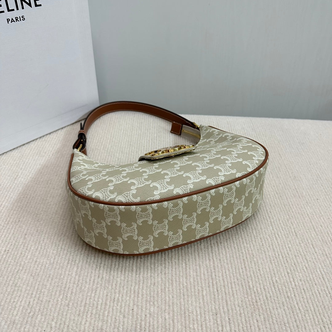 MEDIUM AVA BAG 23 IN BEIGE TRIOMPHE CANVAS GOLD LOGO
