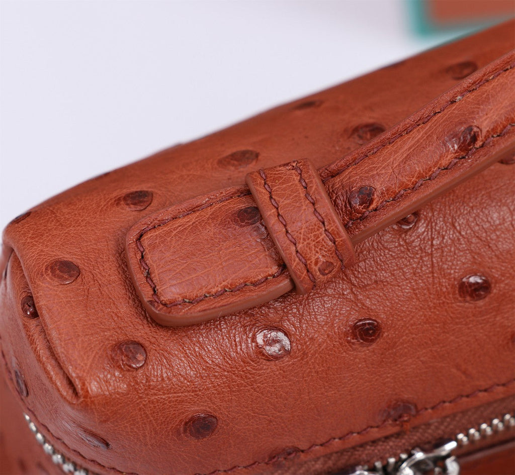 EXTRA POCKET L19 IN RED BROWN OSTRICH LEATHER