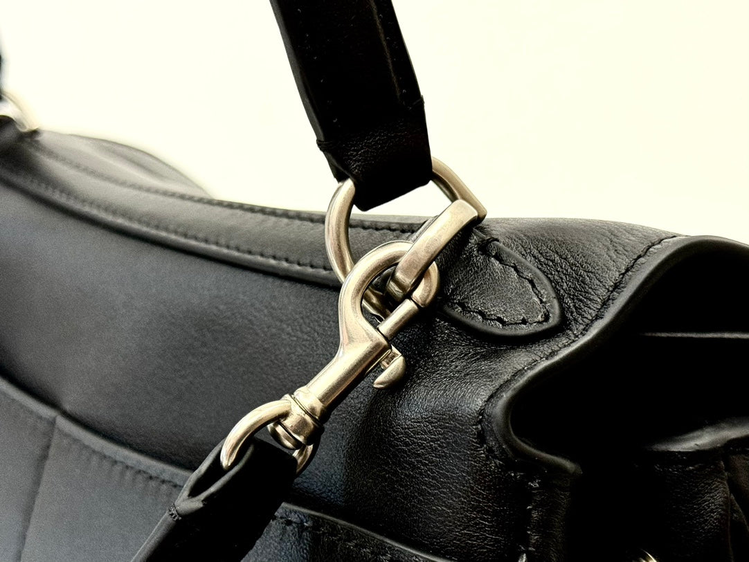 RODEO SMALL BAG 29 IN BLACK SMOOTH CALFSKIN SILVER HARDWARE