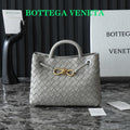BV SMALL ANDIAMO 25CM GREY LAMBSKIN