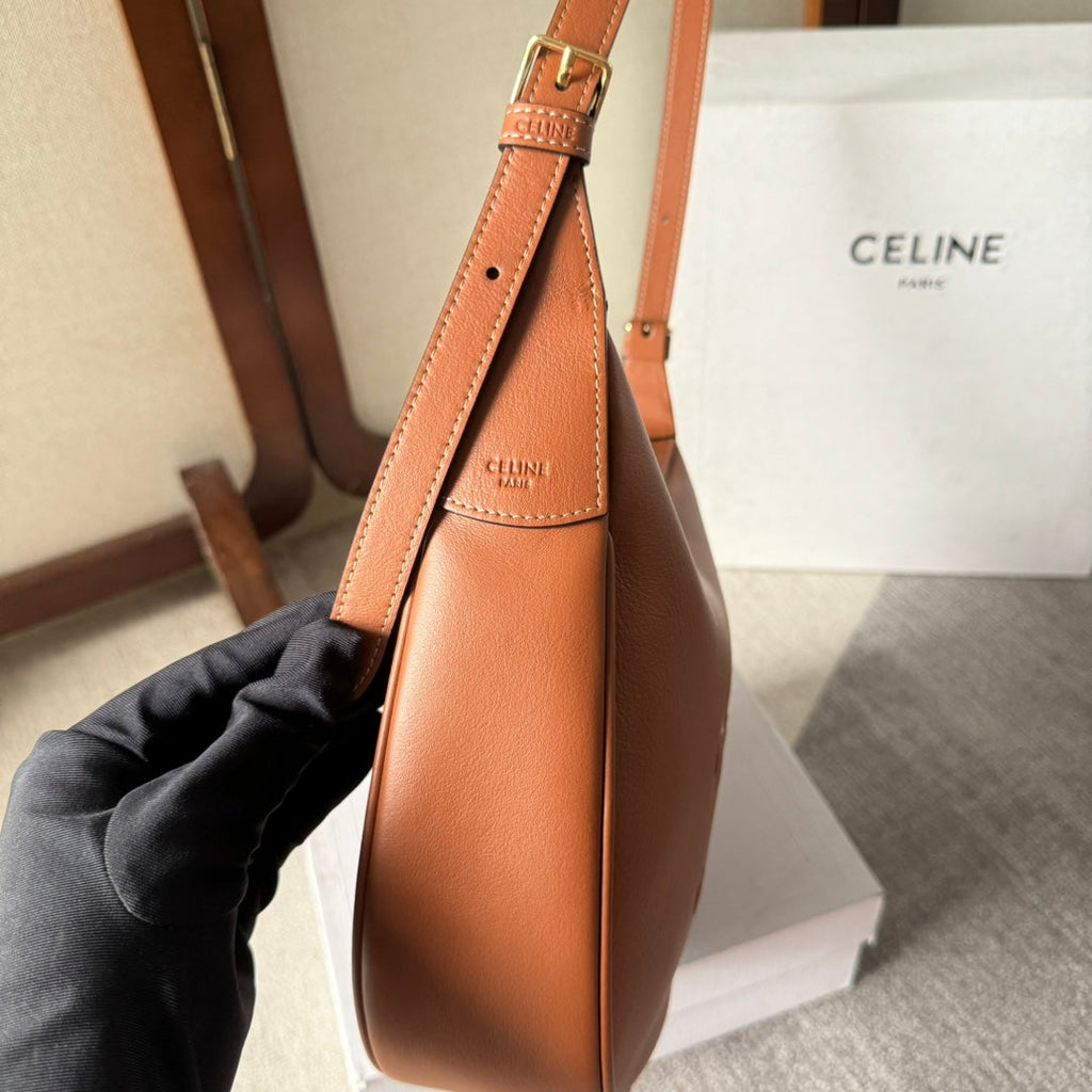 SMALL HELOÏSE BAG CUIR 22 IN GINGER ORANGE CALFSKIN EMBOSSED LOGO