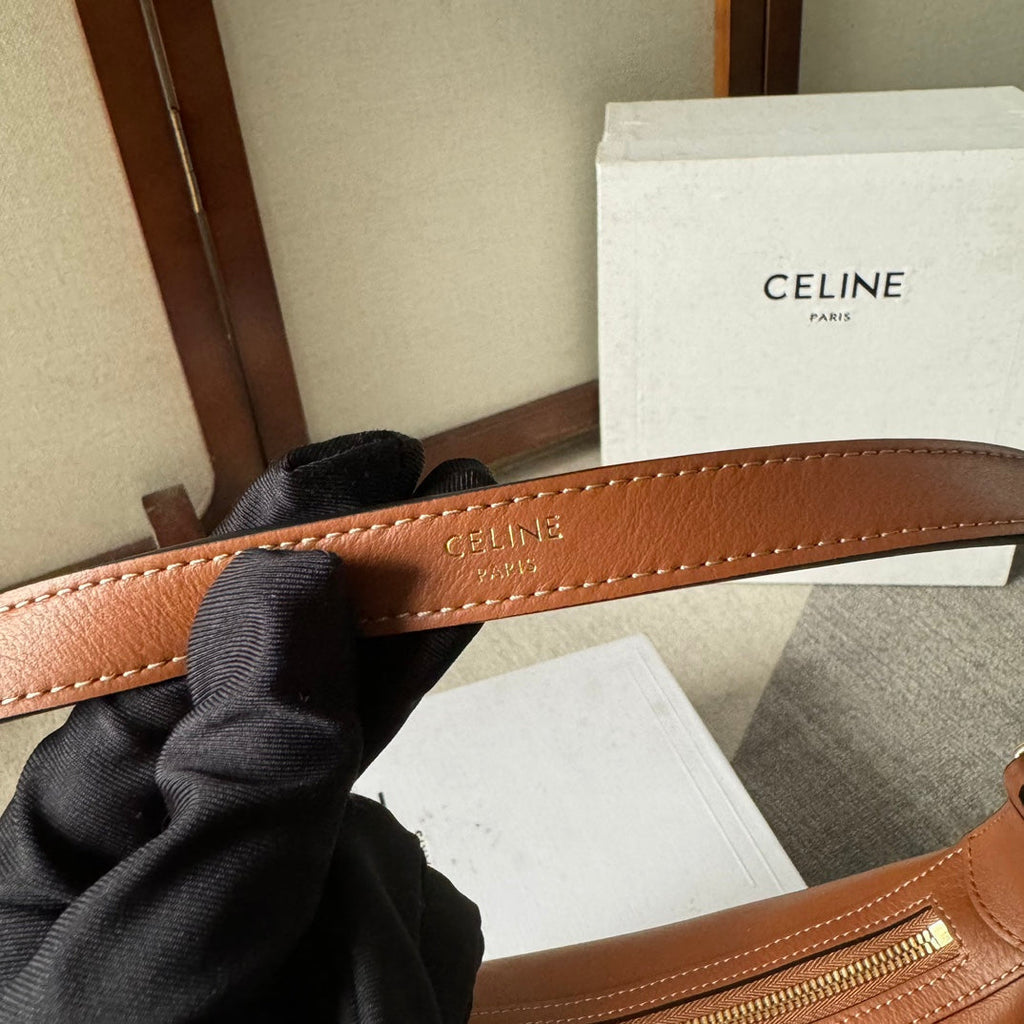 SMALL HELOÏSE BAG CUIR 22 IN GINGER ORANGE CALFSKIN EMBOSSED LOGO