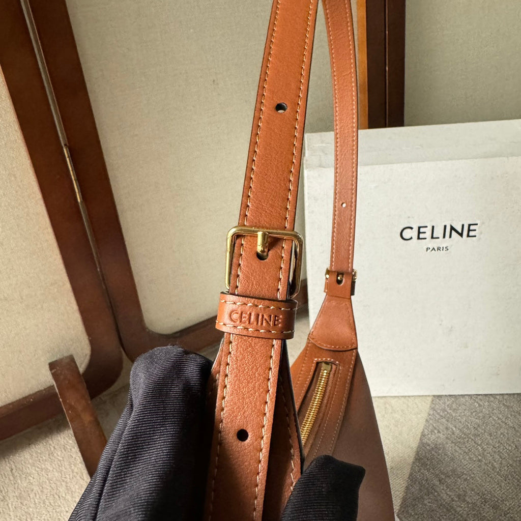 SMALL HELOÏSE BAG CUIR 22 IN GINGER ORANGE CALFSKIN EMBOSSED LOGO