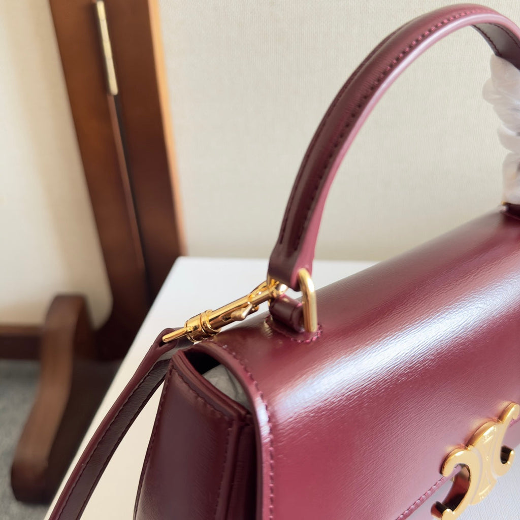 TEEN LOLA 20 IN BURGUNDY RED CALFSKIN GOLD HARDWARE