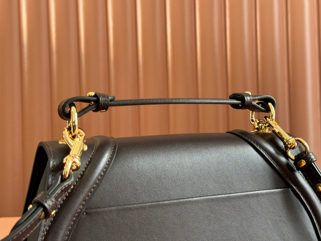 BLONDIE LARGE TOP HANDLE BAG 32 IN DARK BROWN CALFSKIN