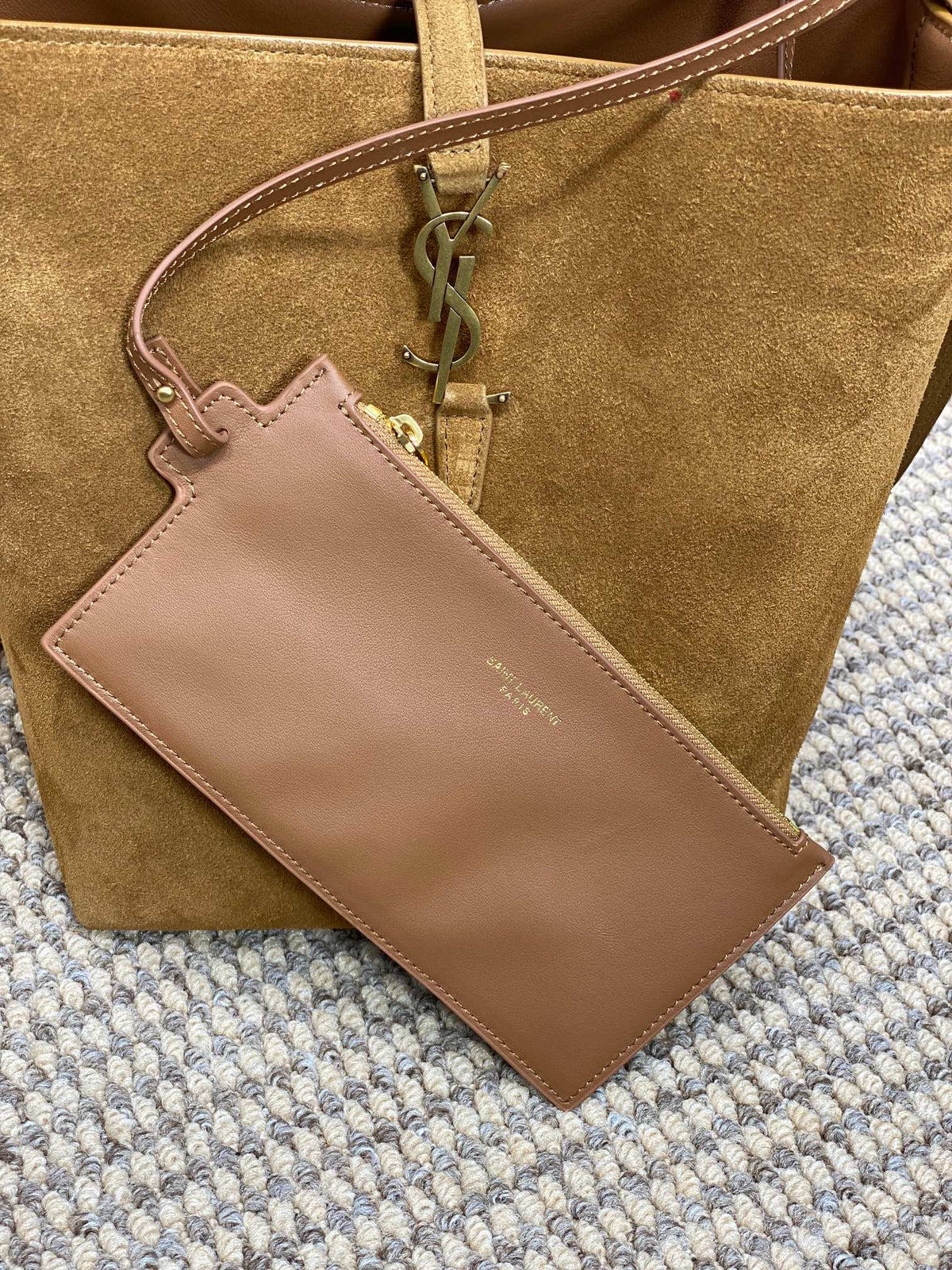 LE 37 SMALL BUCKET BAG 25 IN BROWN SUEDE GOLD HARDWARE