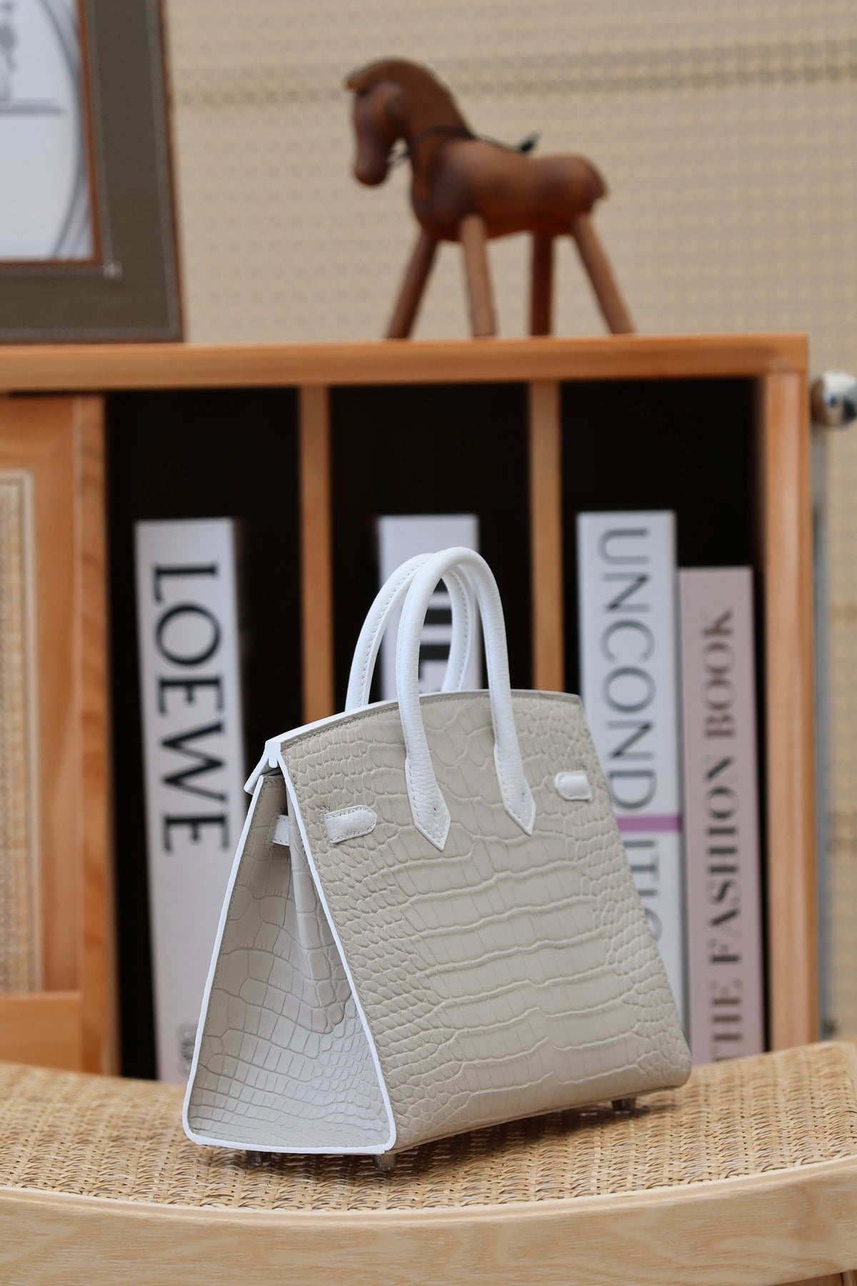 BIRKIN FAUBOURG TOUCH 20 IN PASTEL GRAY CALFSKIN WITH SILVER HARDWARE