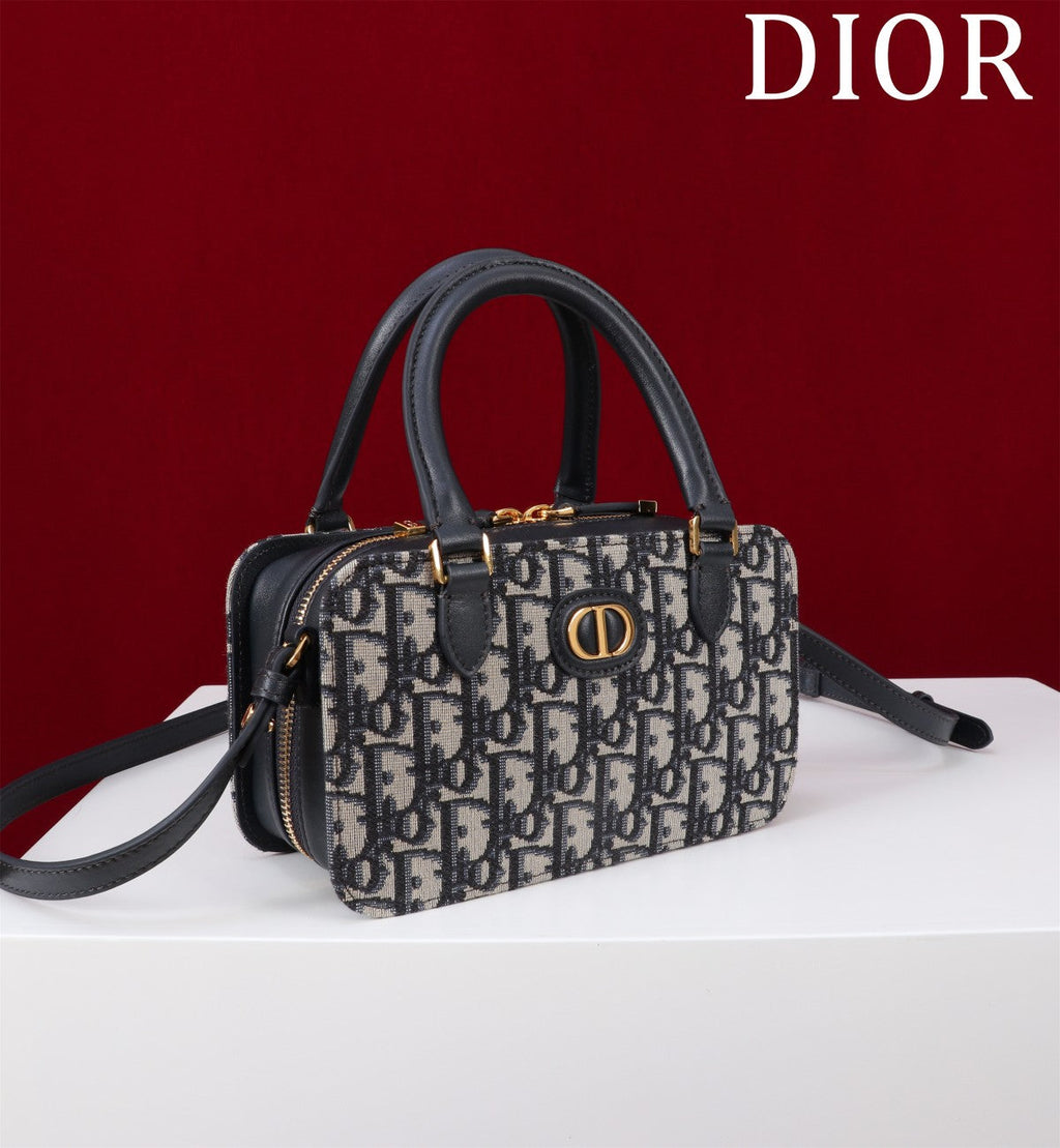 MONTAIGNE MINI DOCTOR BAG 20 IN BLACK MONOGRAM OBLIQUE JACQUARD MIX CALFSKIN
