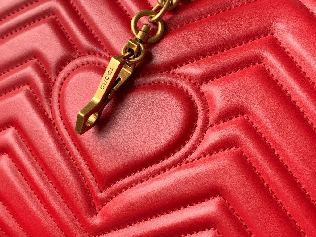 GG Marmont 26.5cm Red Calfskin Gold Hardware